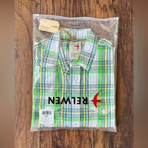 RELWEN Seersucker Popover Shirt, Medium (Brand New/Never Worn).
